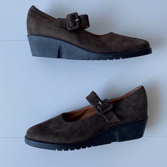 Brown Suede Zante Mary Jane Wedges - Picture 8 of 8